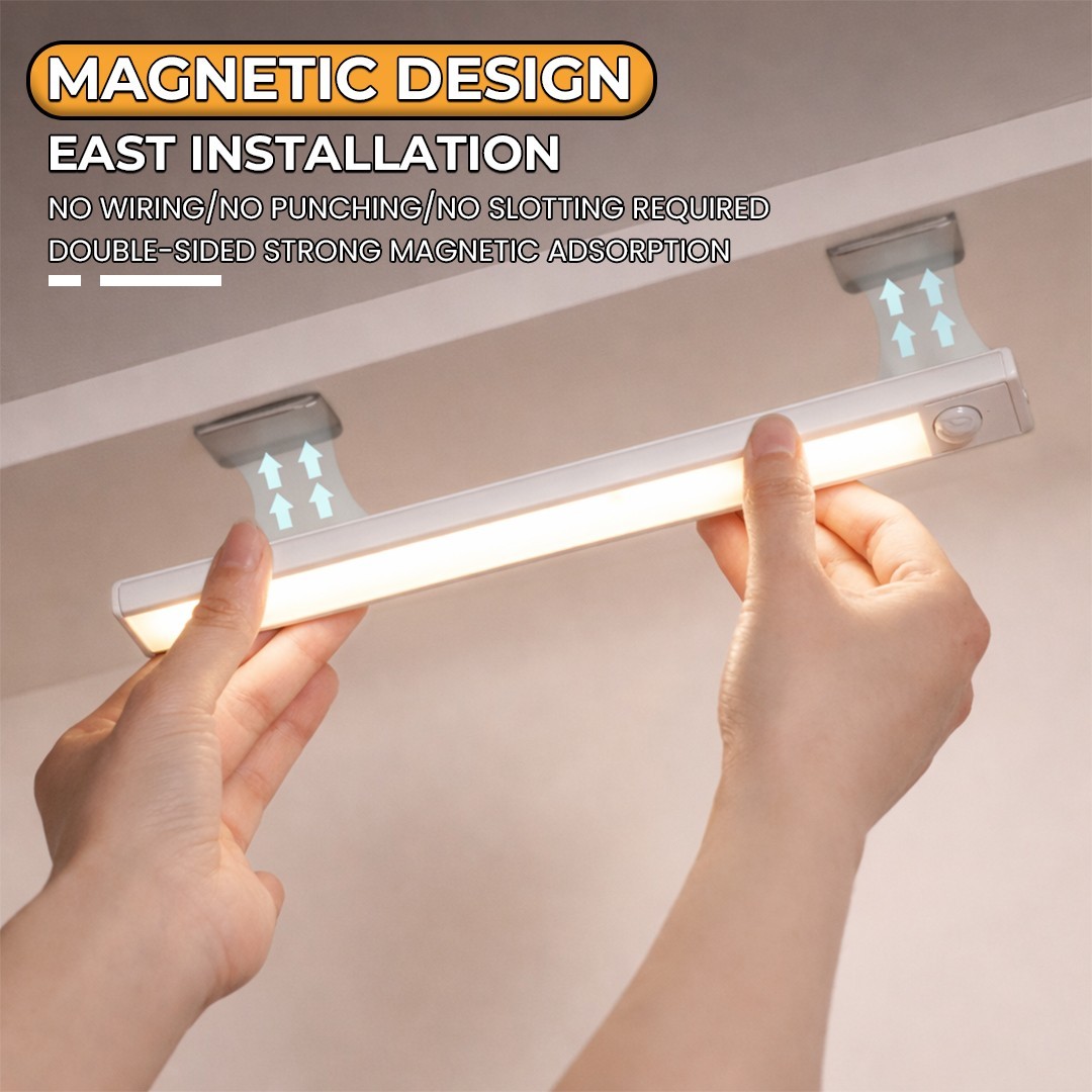 2-12 Pack LED Under Cabinet Lights, Rechargeable Motion Sensor, 3 Color Dimmable