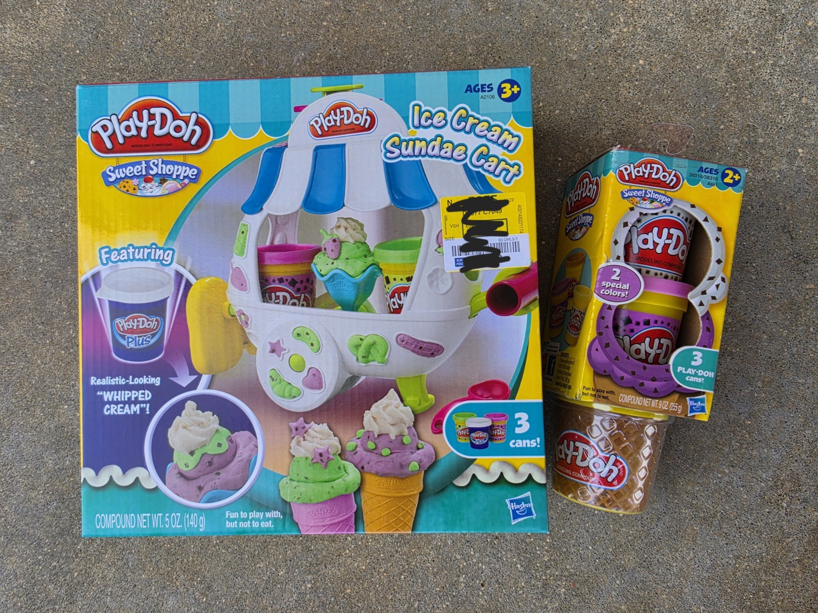 New Play-Doh Sweet Shoppe Lot Of 3 Ice Cream Cart W/ Extra Doh