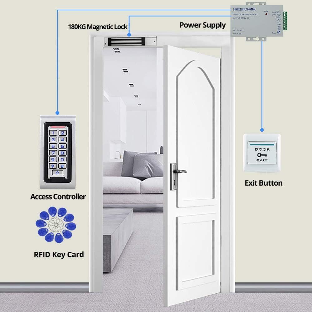 Door Access Control Entry System Kit RFID Keypad+320lbs Electric Magnetic Lock
