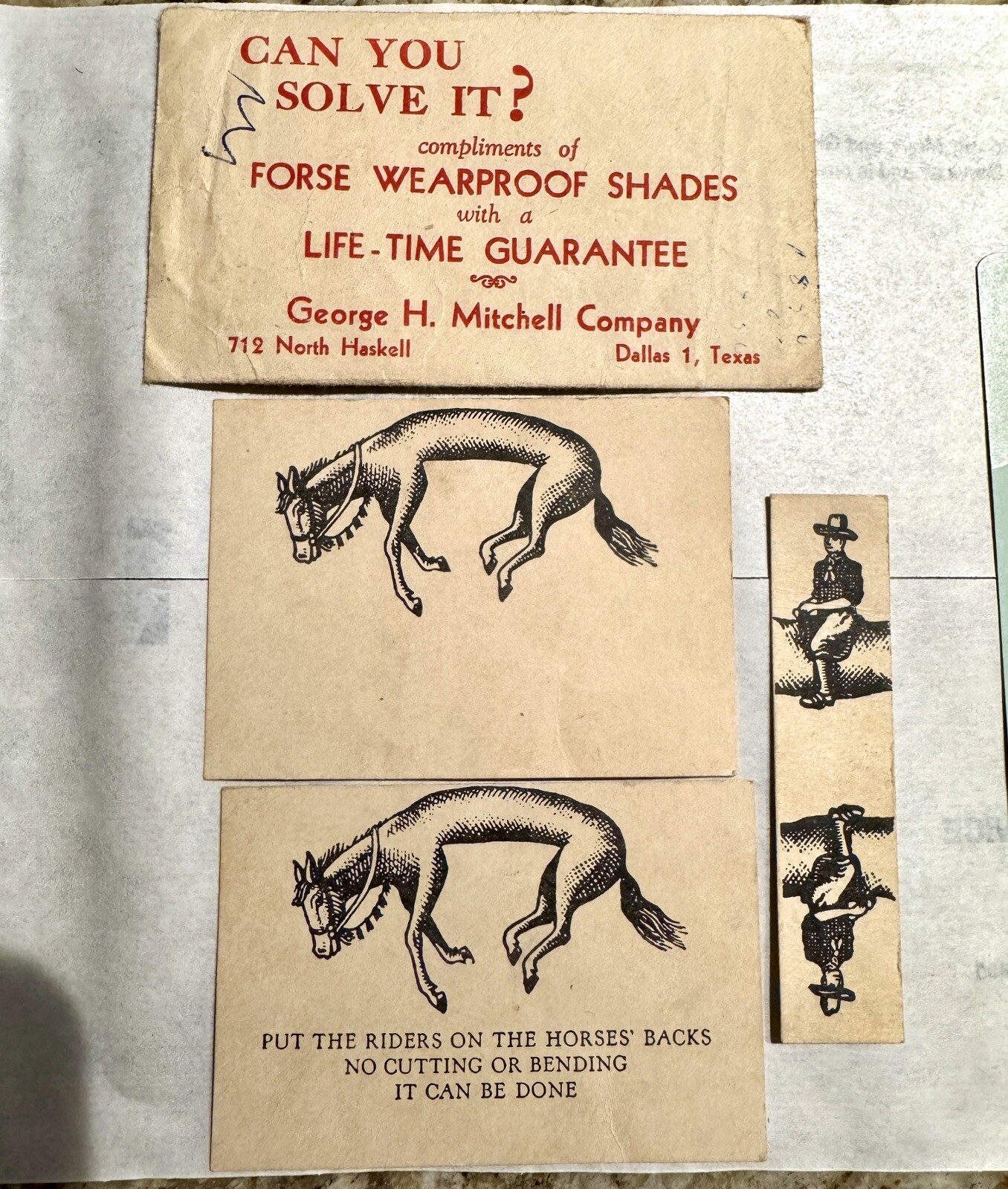 Magician toys vtg Magic Shop Tricks 1940s George H Mitchell puzzle horse rider
