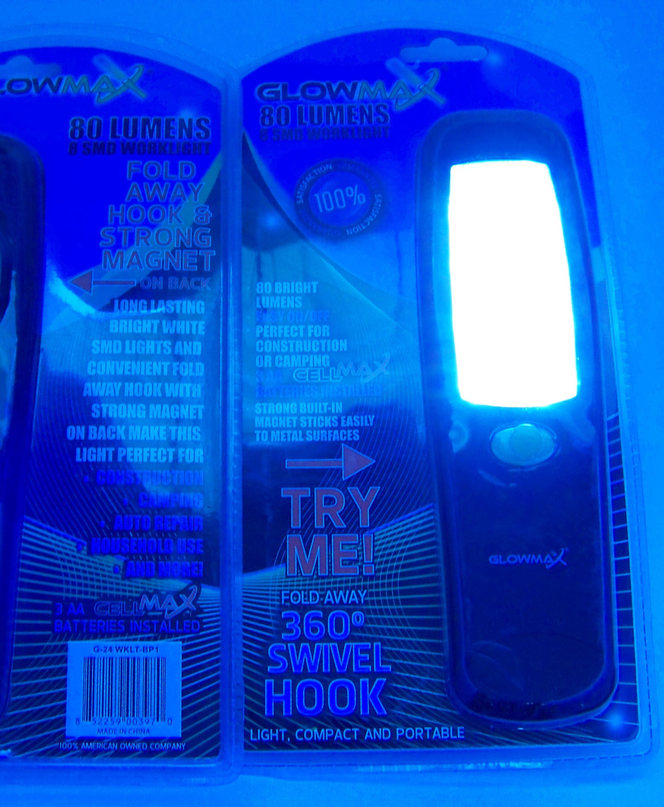 LED PORTABLE CORDLESS WORK LIGHT Flashlight with HANGER HOOK Magnet Glow Max sl