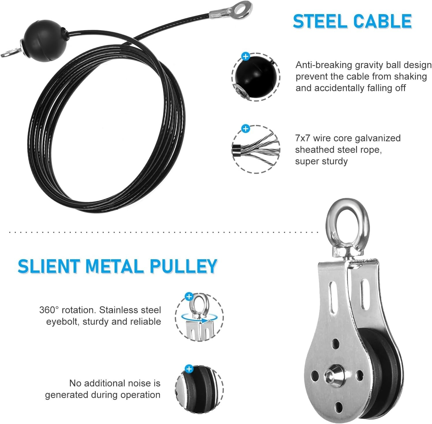 Portable Gym Cable Pulley Set with Adjustable Handle - Transform Your Workout