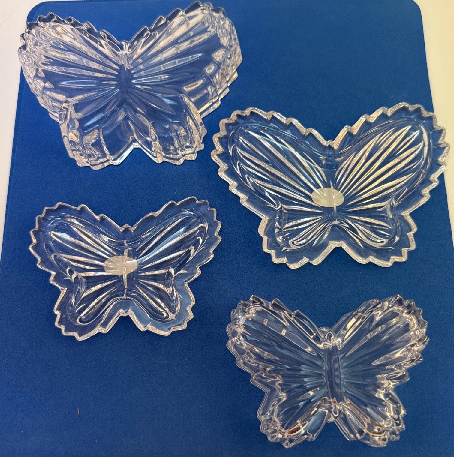 Two Gorham Crystal Butterfly Boxes 3 1/2” & 4 1/2” - Original Boxes/sticker