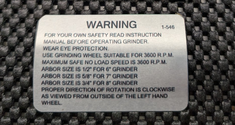 Replacement Bench Grinder Label Set Assorted | Baldor | Sublimated | USA