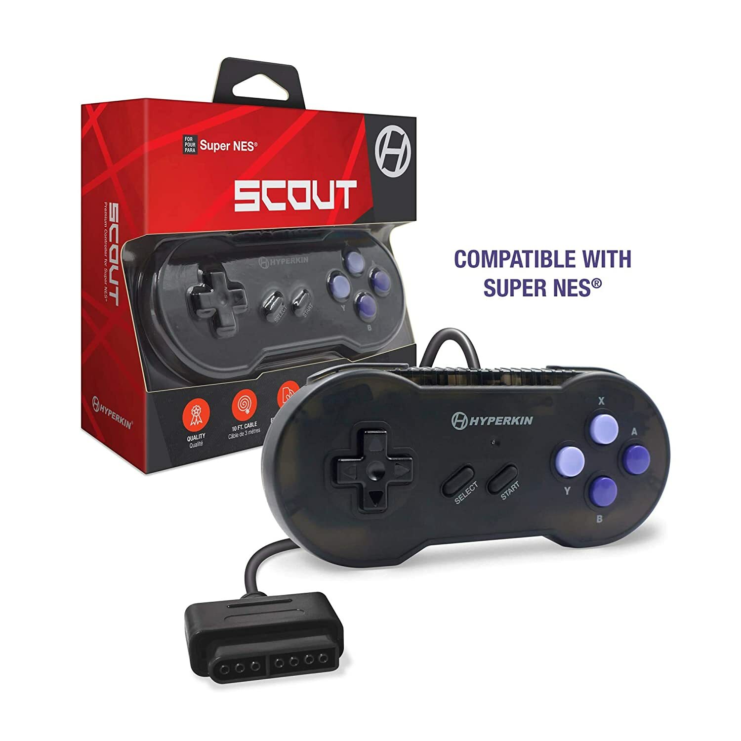 Hyperkin "Scout" Premium Controller for Super NES, RetroN 2, 3 - Space Black