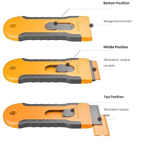 100Pcs Blade Plastic Razor Scraper with Retractable Blade: Without...