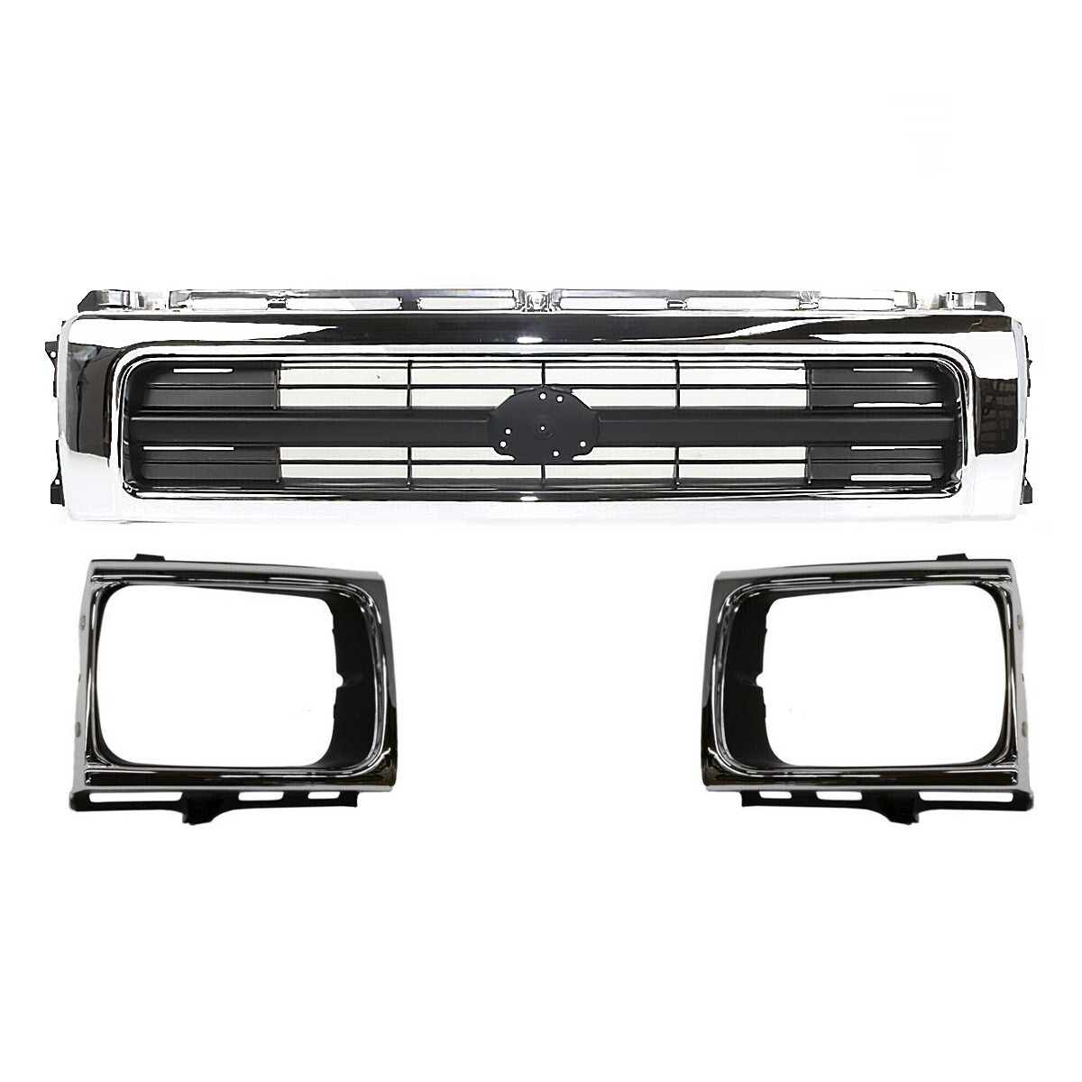 Chrome Grille & Headlight Door Set For 1992-1995 Toyota Pickup 4WD TO1200149