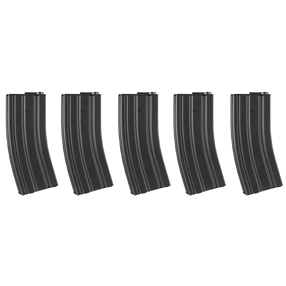 Lancer Tactical Full Metal 120rd Mid-Cap Airsoft Rifle AEG Magazine Black 5pc