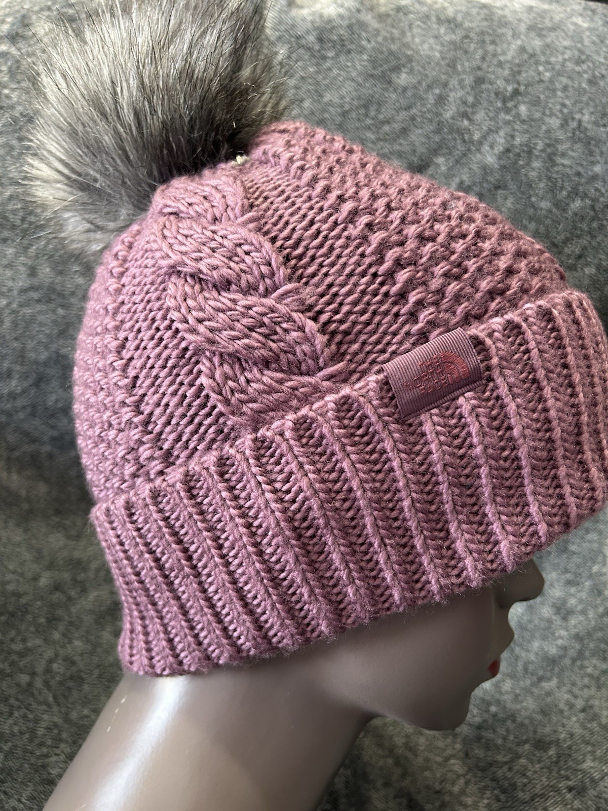 The North Face Oh Mega Fur Pom Beanie One Size Midnight Mauve (SH5)
