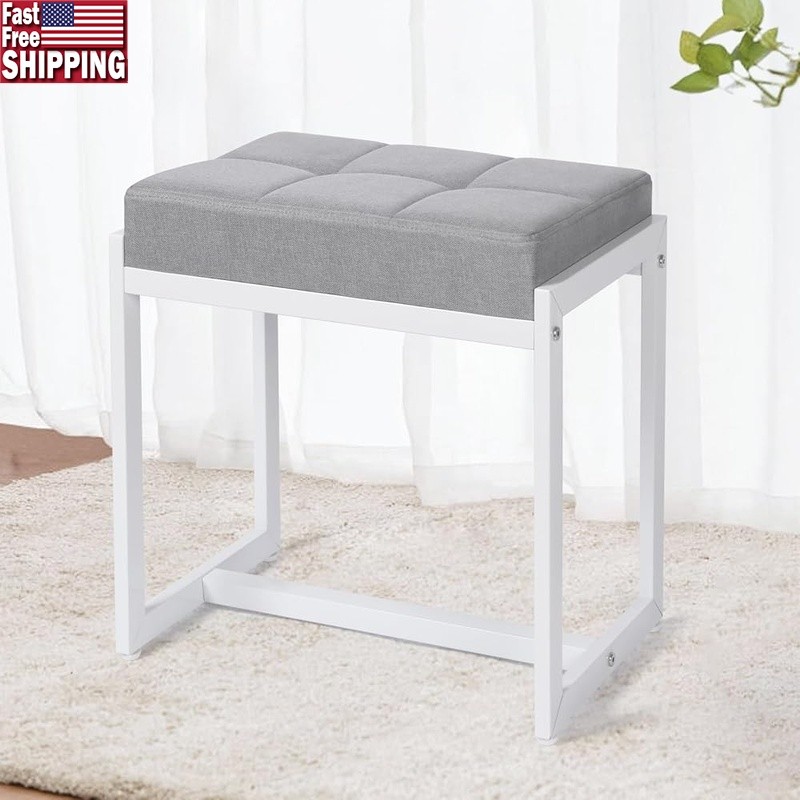 Modern Vanity Stool Padded Makeup Chair Small Ottoman Foot Rest Easy Assembly US