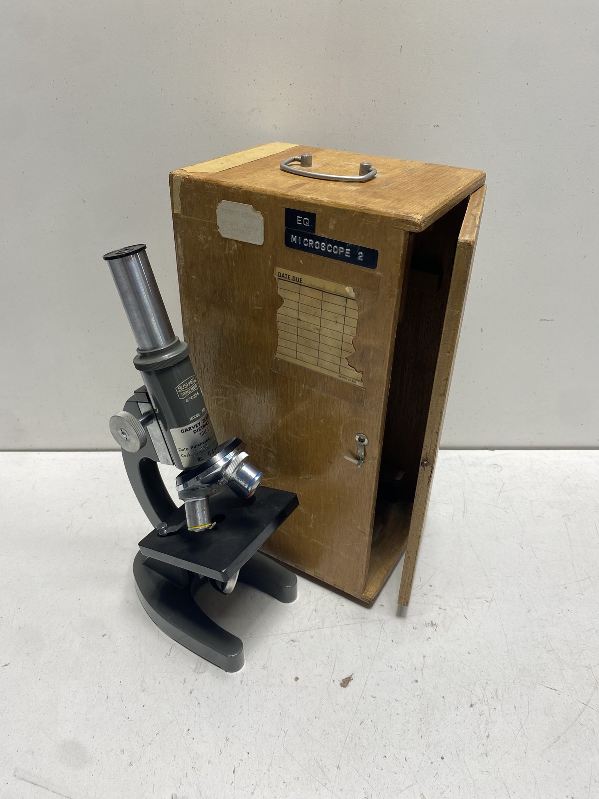 Bushnell 501 Microscope Triple Tested Vintage with Wood Case and Rack