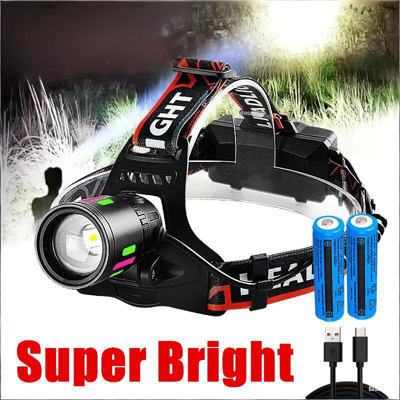 Most Powerful 99000000LM LED Zoomable Headlamp Rechargeable Head Torch Headlight