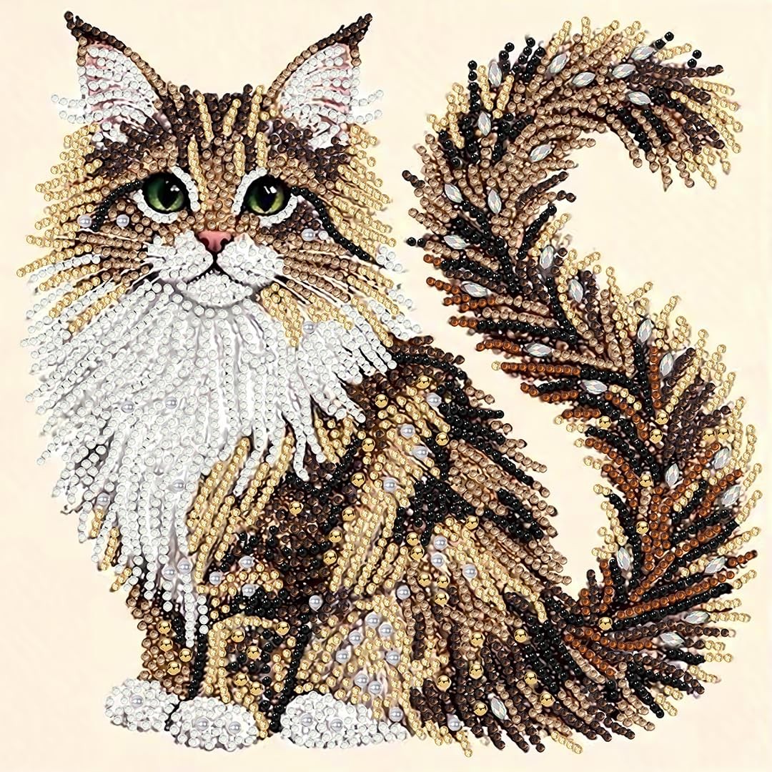 Cat Diamond Painting Kit for Adults,5D Animal Special Shaped Diamond Art Kits fo