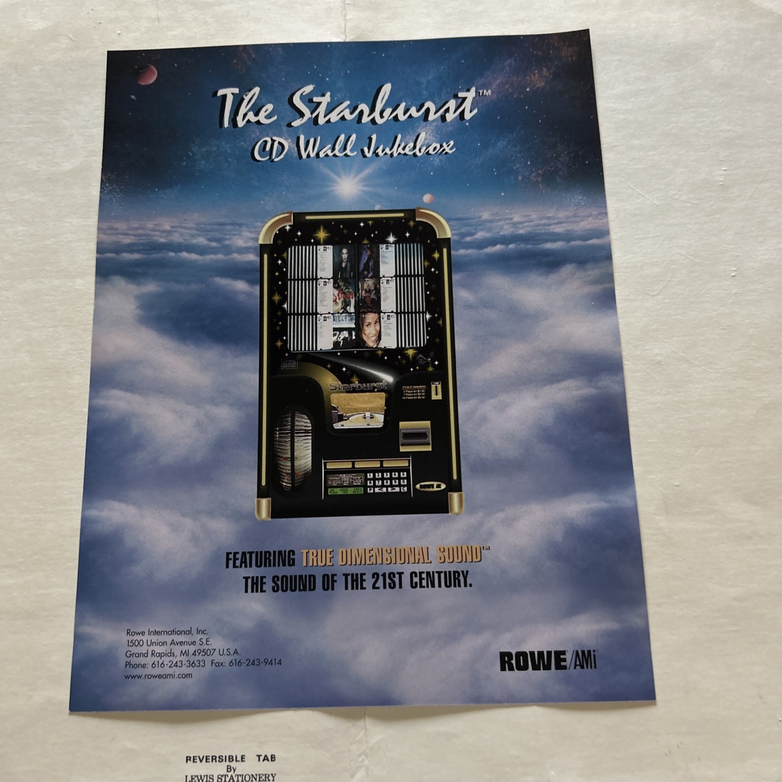Original Factory Jukebox Ami-Rowe Laserstar Cd 45 Starburst Wall FLYER
