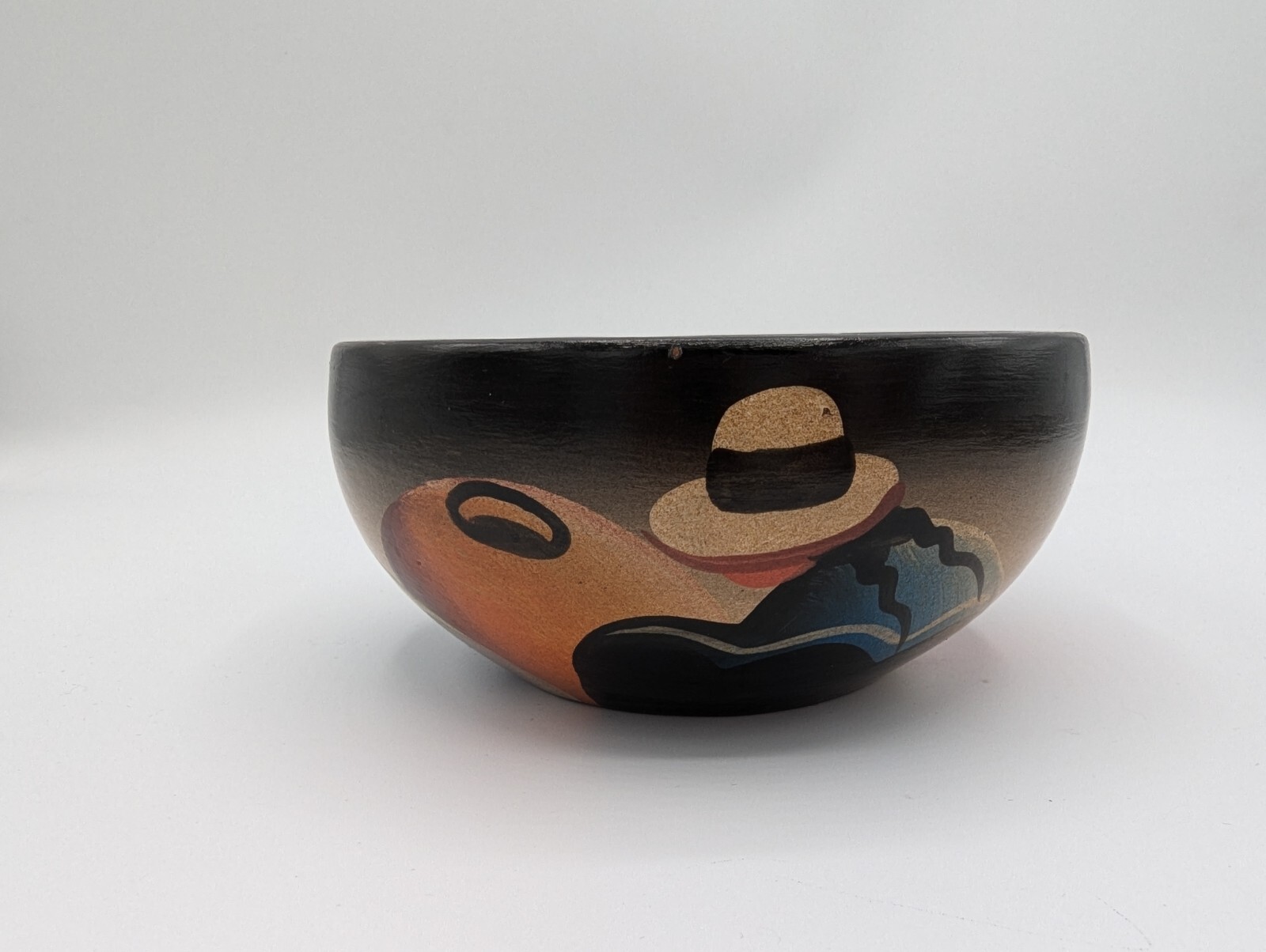 Vintage Peruvian Adalid Sm. Pottery Bowl Folk Art Hand Painted Handmade