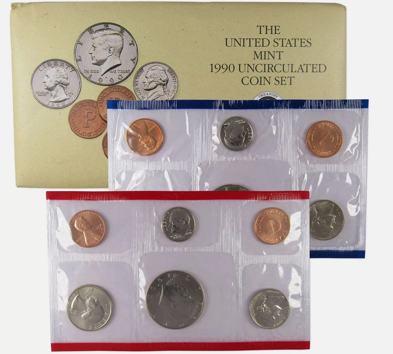 1990 P&D U.S Mint Set Uncirculated Coins OGP Free Shipping #1627