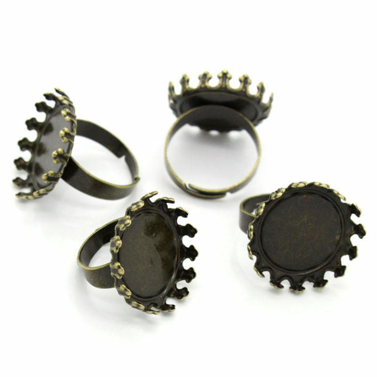 5 pcs. Antique Bronze ADJUSTABLE Cabochon Setting Bezel RING bases settings 20mm