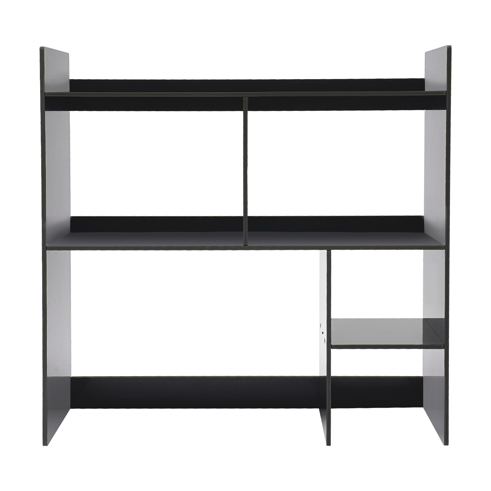 3-Tier Desktop Shelf Rectangular Desktop Bookshelf Desktop Display Rack Black US
