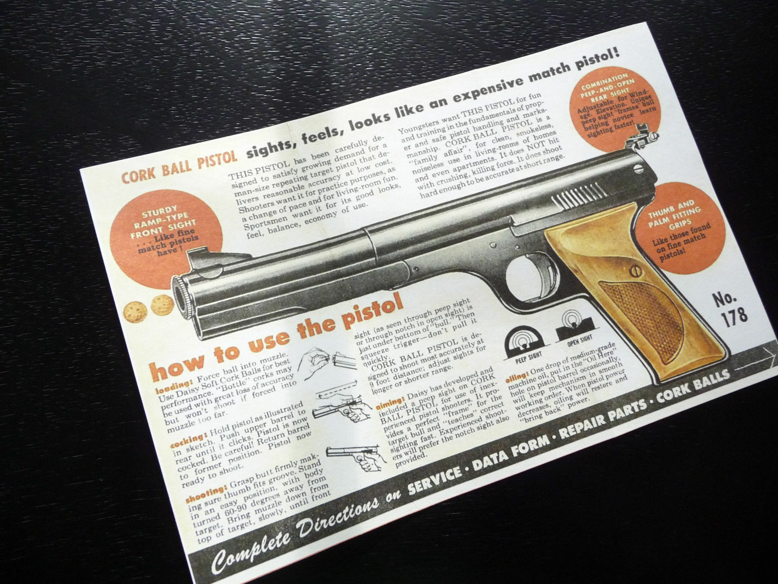 Daisy 178 BB Cork Pistol Repro Brochure