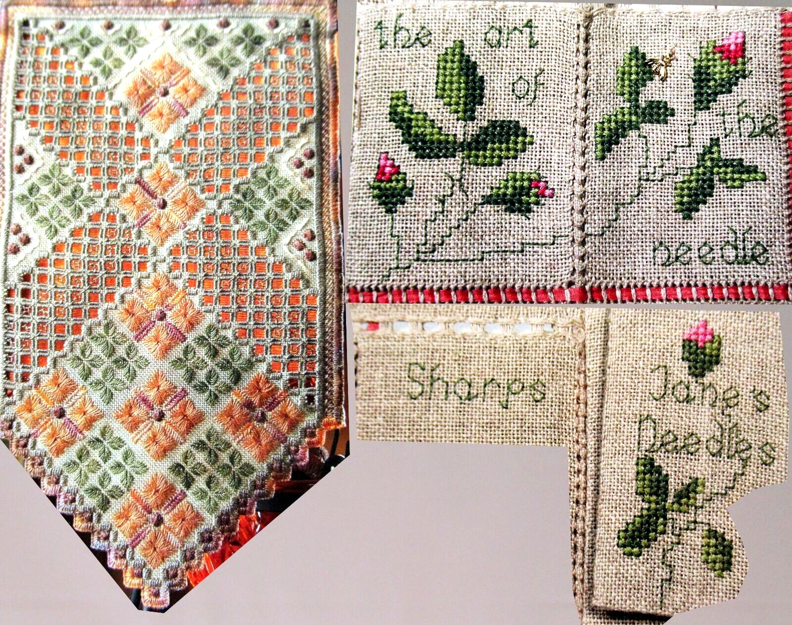Autumn Hardanger Quadrille Rosebud Needlebook Designs CROSS STITCH PATTERNS