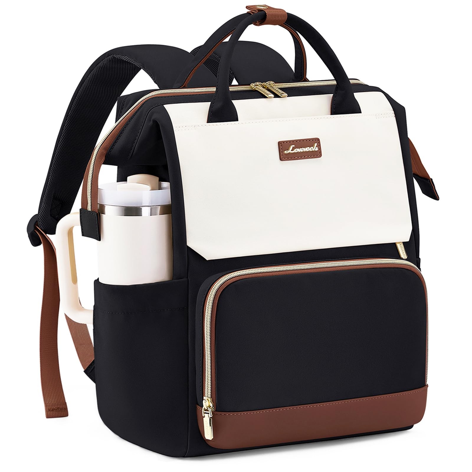 Laptop Backpack for Women with Giant Tumbler Holder Pocket, 15.6 inch Travel ...