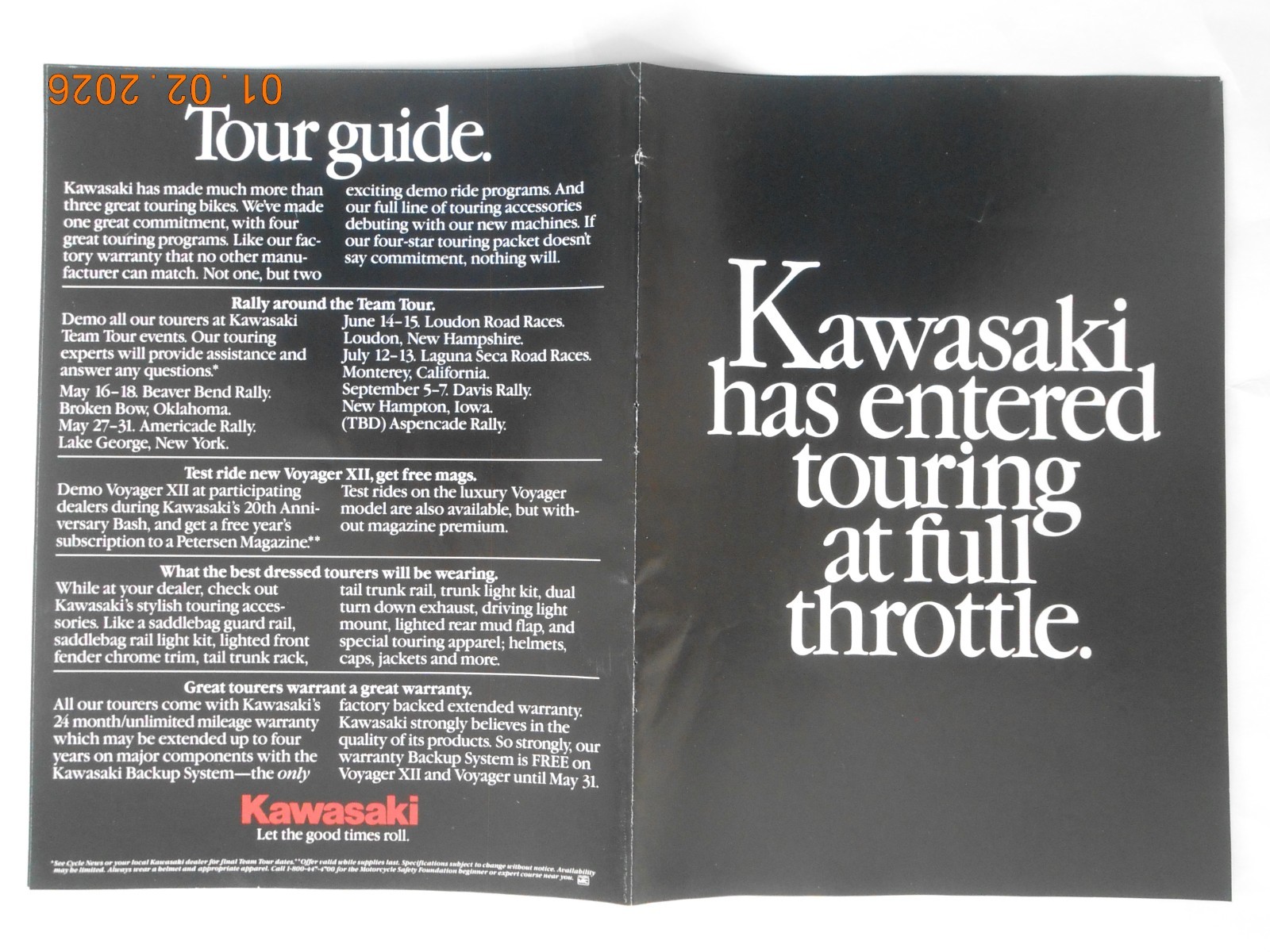 1986 Kawasaki Concours Voyager XII motorcycle brochure flyer advertisement AD