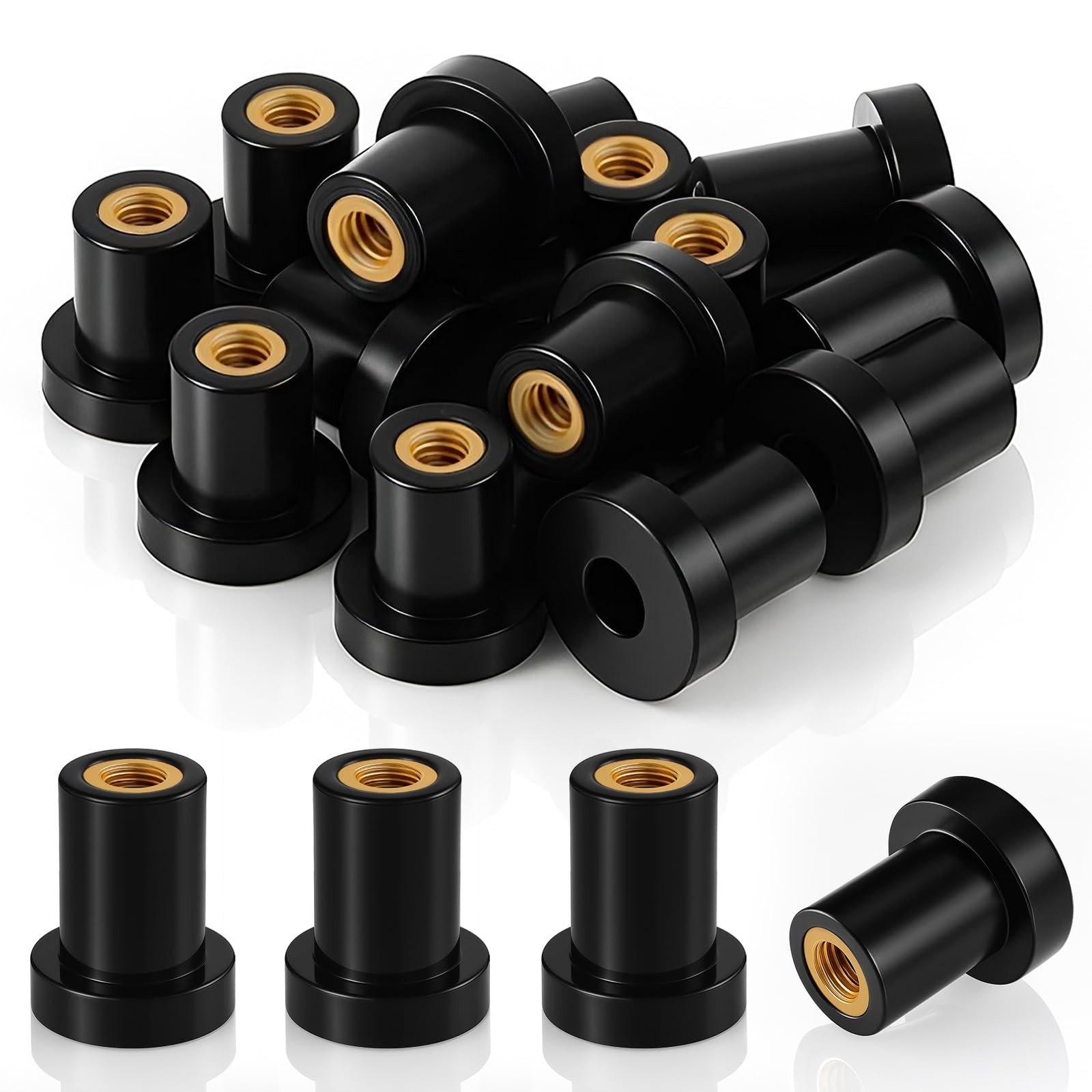 20 PCS 1/4-20x3/4 Inch Rubber Well Nuts Neoprene Expansion Brass Nuts Hardware