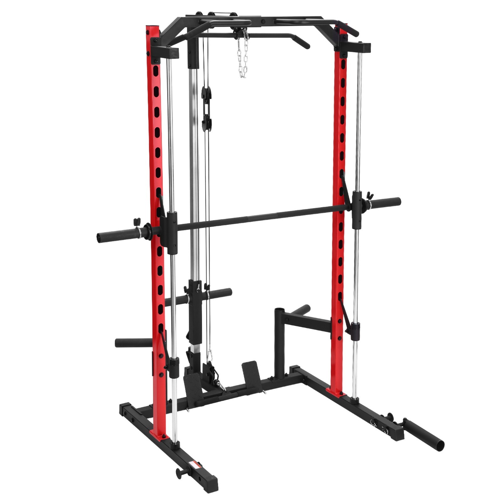 Smith Machine, Multi-Function Power Cage w/ Lat Pull Down System Workout Machine