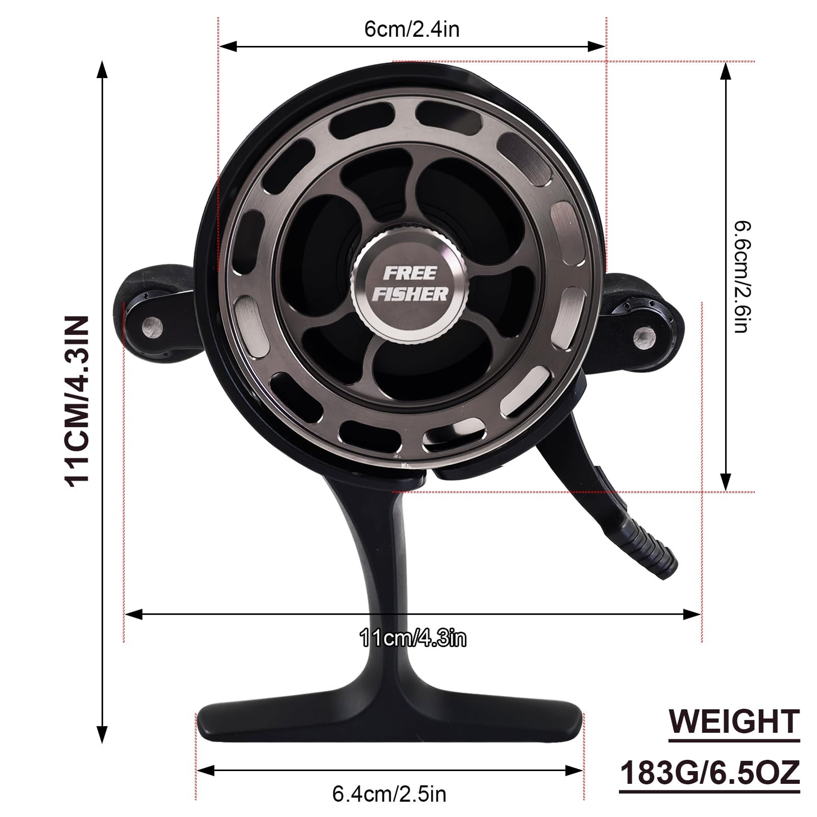 Fisher Ice Fishing Reel 3.2:1 Gear Ratio Ultra Smooth 3+1Ball Bearings Strength