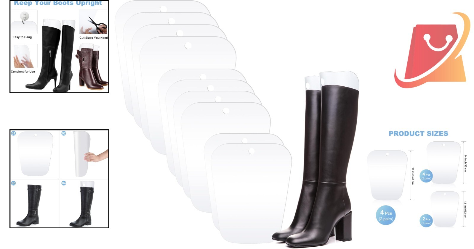Boot Shaper Inserts PVC 10 Pieces Support Various Sizes Prevents Sagging Boots