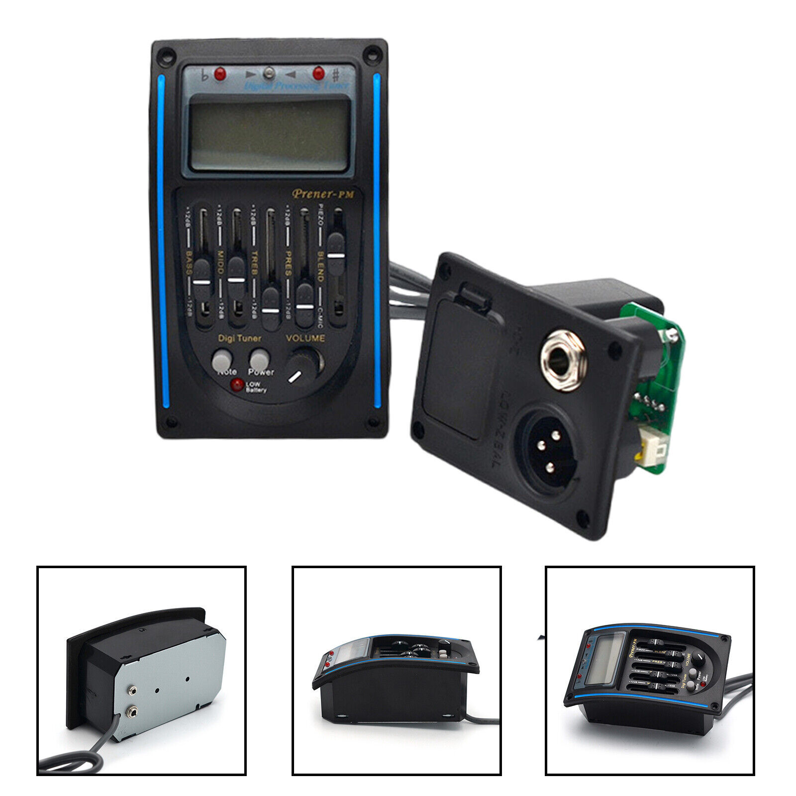 5 Band Guitar Equalizer Acoustic Preamp EQ Piezo Pickup Amplifier Tuner LCD Mibq