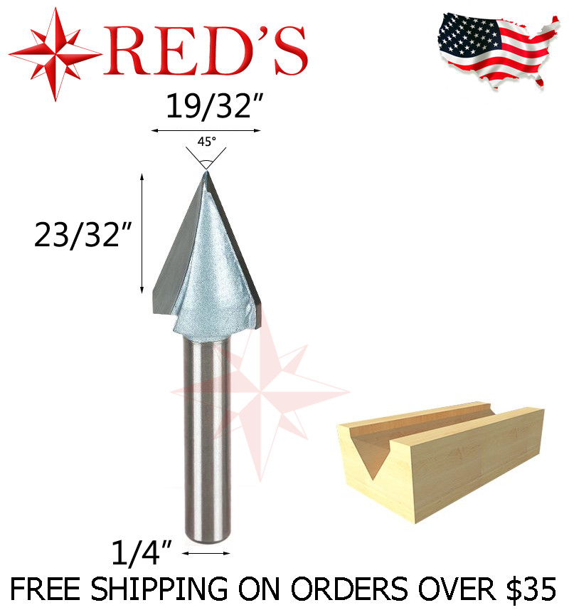 Tideway Carbide IND LC03040954 45 degree V groove Carving 1/4" shank router bit