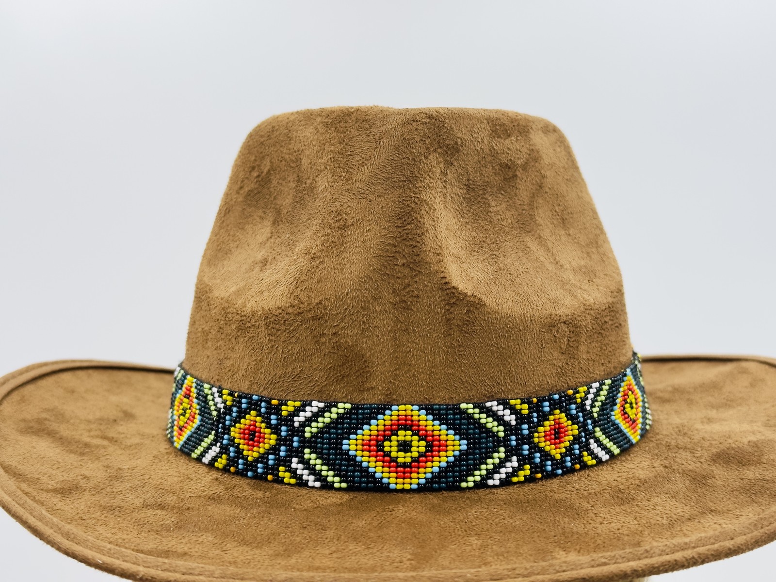 Handmade beaded Black Aztec adjustable Cowboy Rodeo Hatband