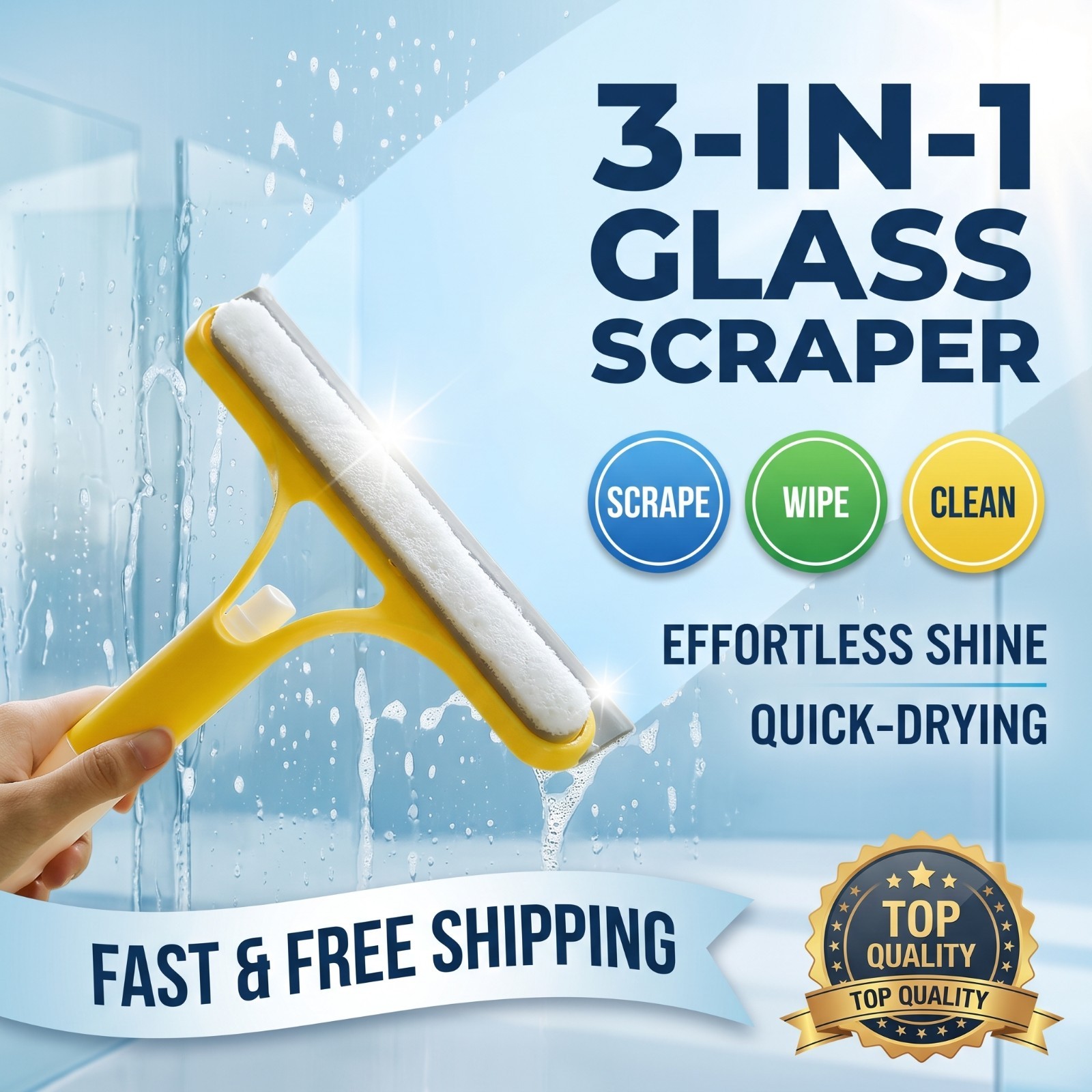 3 in 1 Window Cleaning Squeegee Spray Glass Mirror Wiper Cleaner