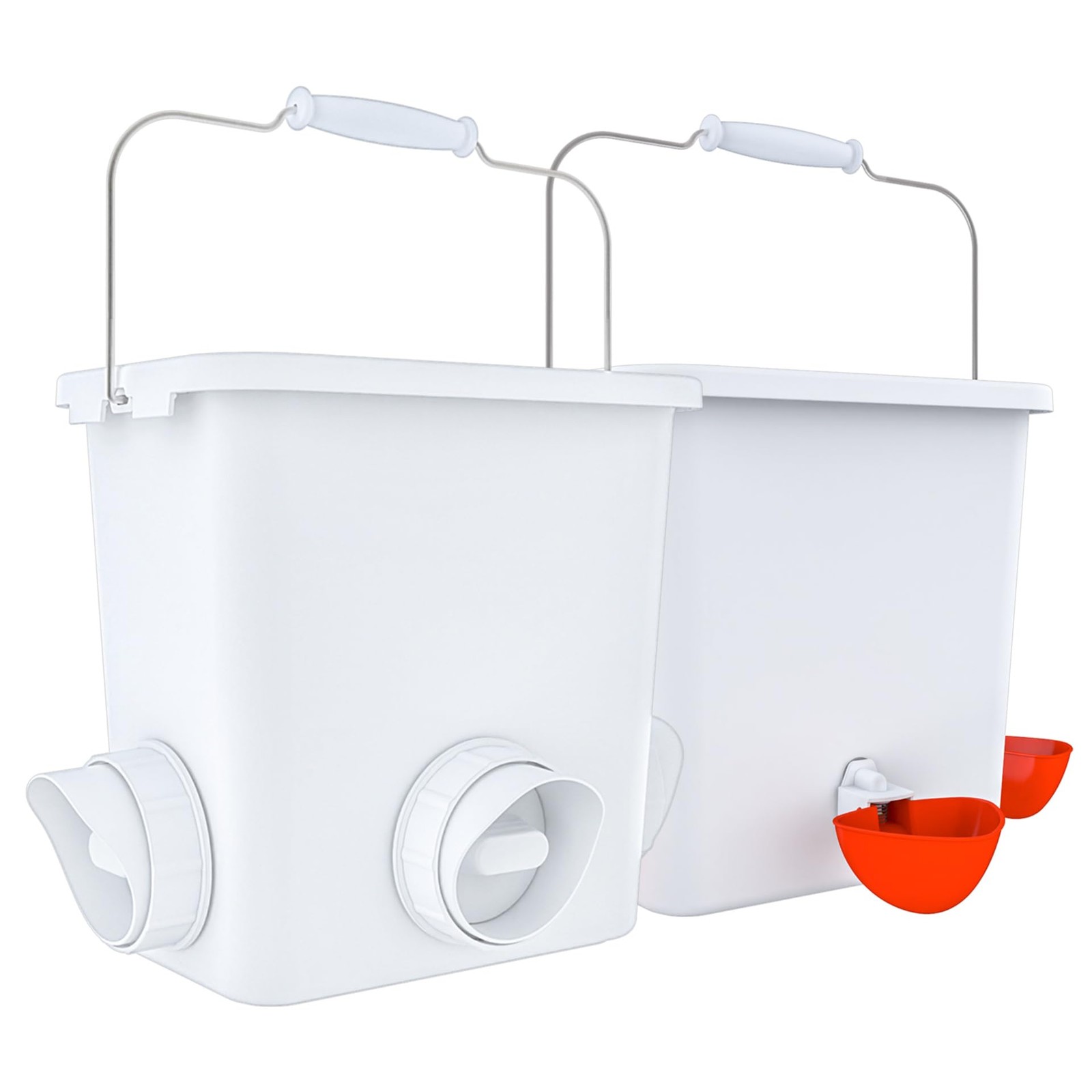 Large Automatic Chicken Feeder and Waterer 2.6 Gal & Waterer, White