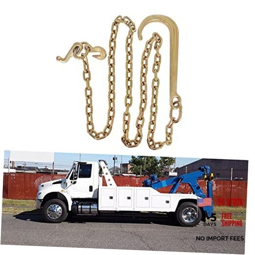 5/16 x 8 FT Grade 70 Tow Chain 15 J Hook Mini T Hook Replacement for Recovery