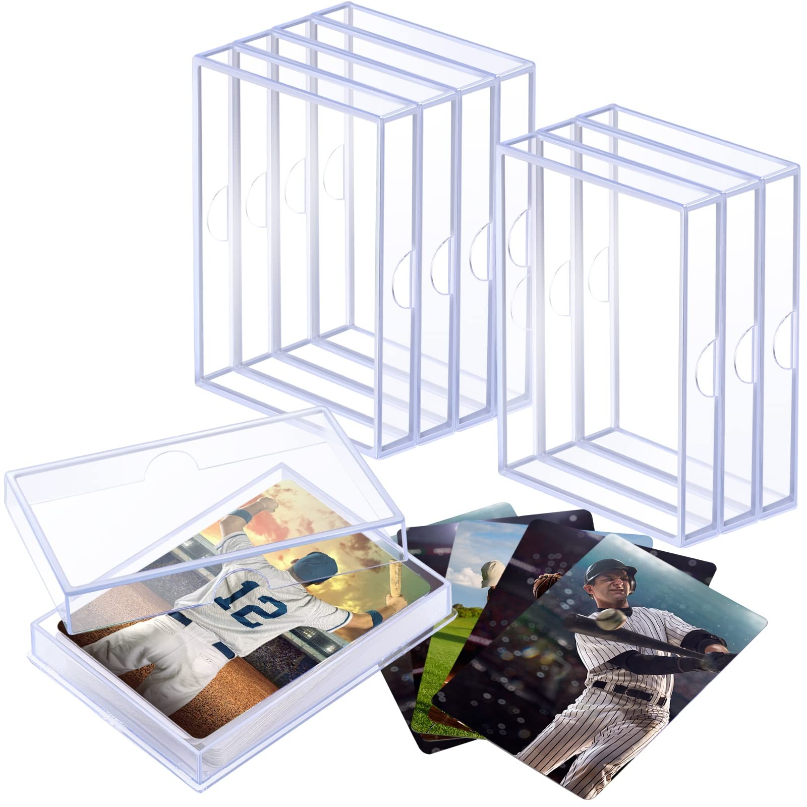 Gersoniel 8 Pcs Baseball Card Case Protector 35 Trading Capacity Clear
