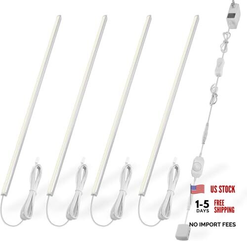 V-Shape Under Cabinet Lighting Kit - 4pcs Sleeker 12" Dimmable LED Light White