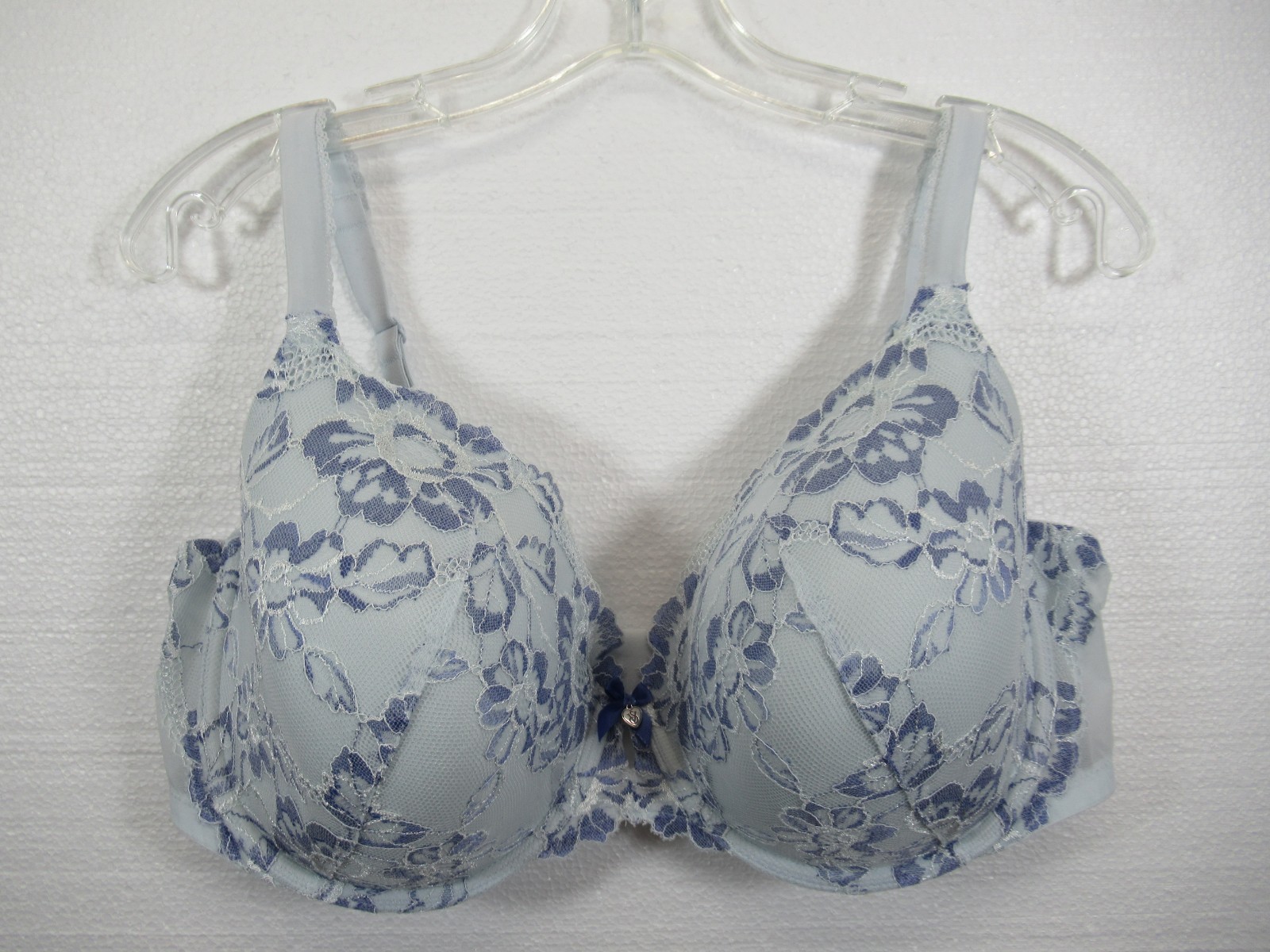 Body by Victoria's Secret Lined Perfect Coverage Bra 40DDD Blue Flower Lace UW