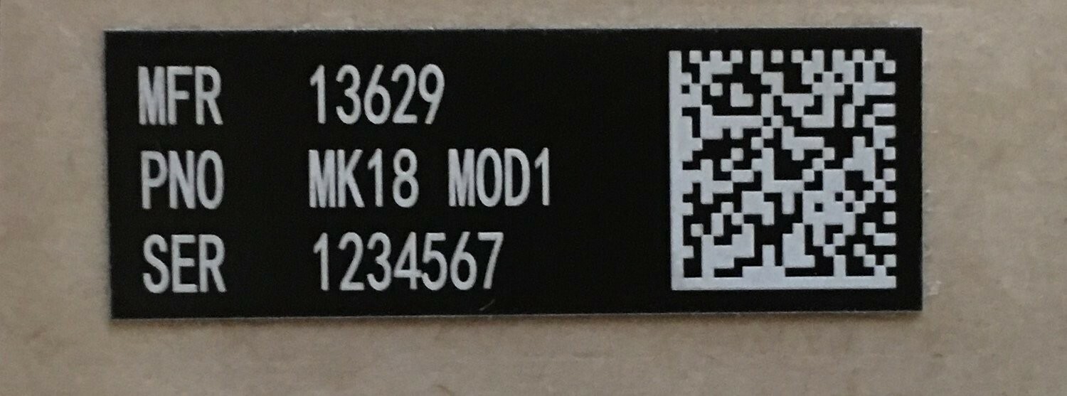 Colt MK18 MOD1/0 Custom UID Label