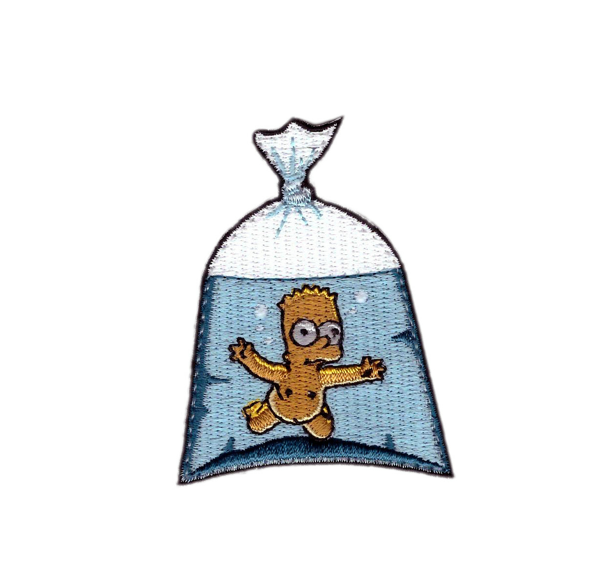 Bart in a Fish Bag Humor Nirvana Simpson Patch for VELCRO® BRAND Hook Fasteners