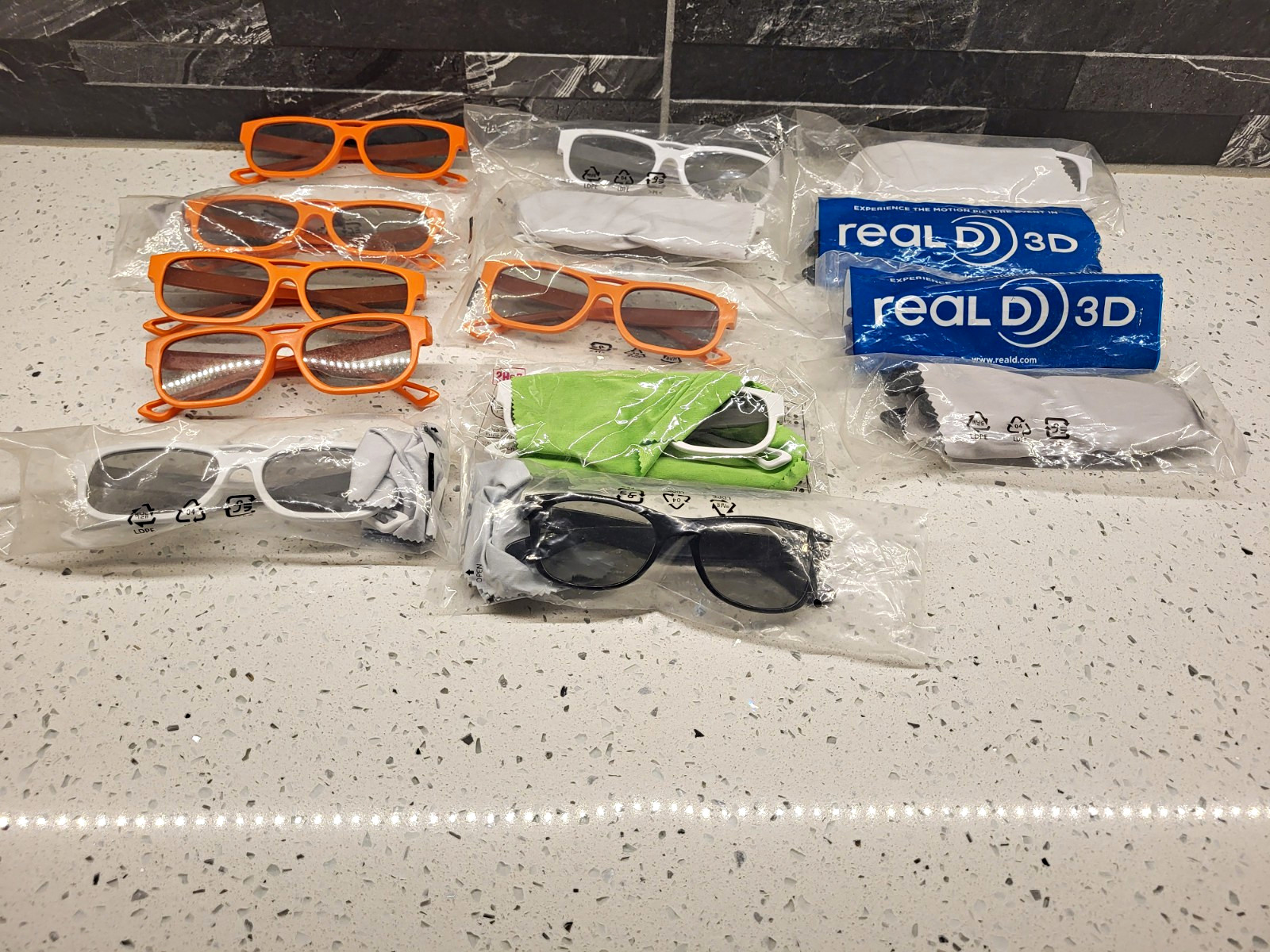 14 Pairs -RealD 3D Glasses Mixed Lot Assorted Colors Orange White Black Green