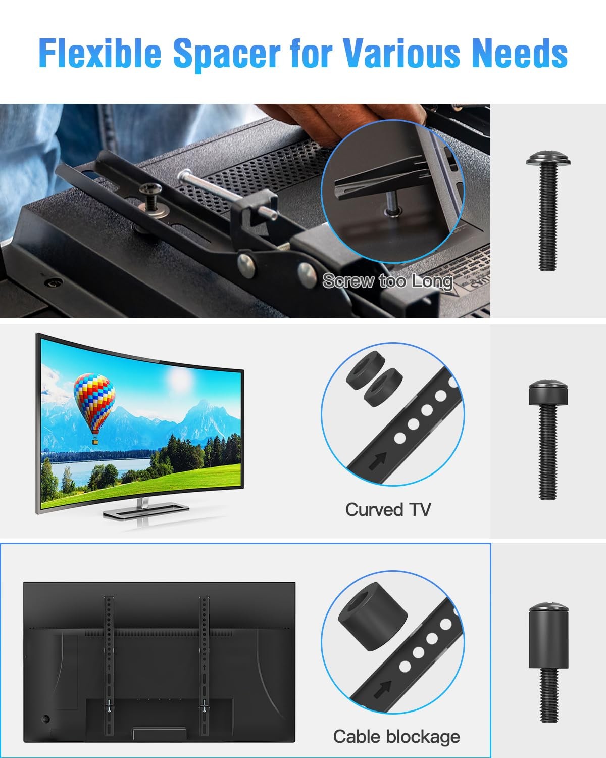 Universal TV Mounting Hardware Kit Set with Box, Includes M4 M5 M6 M8 Screws,...