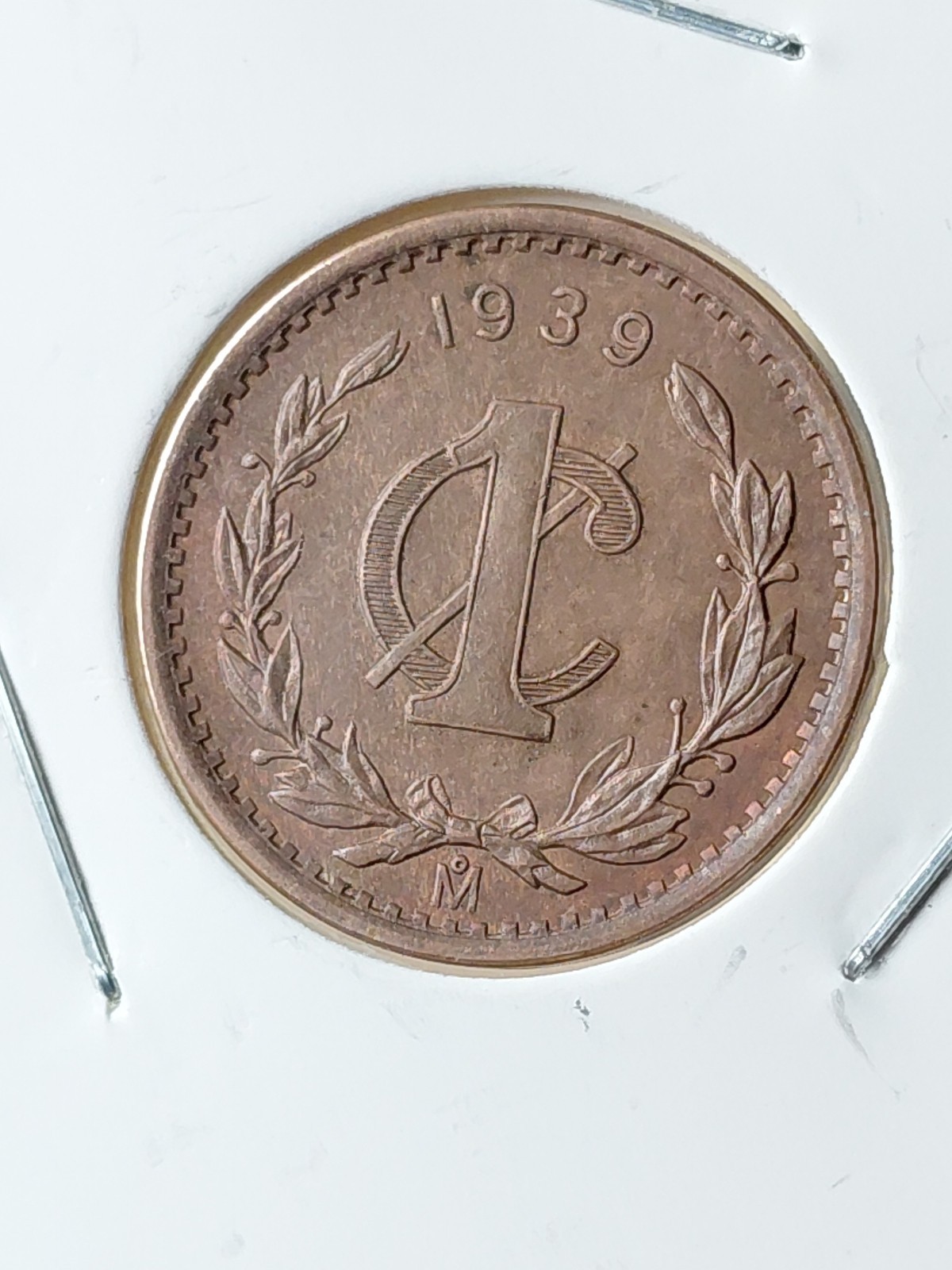 1939 Mexican Centavo 1c Copper Coin Estados Unidos Mexicanos Old Money