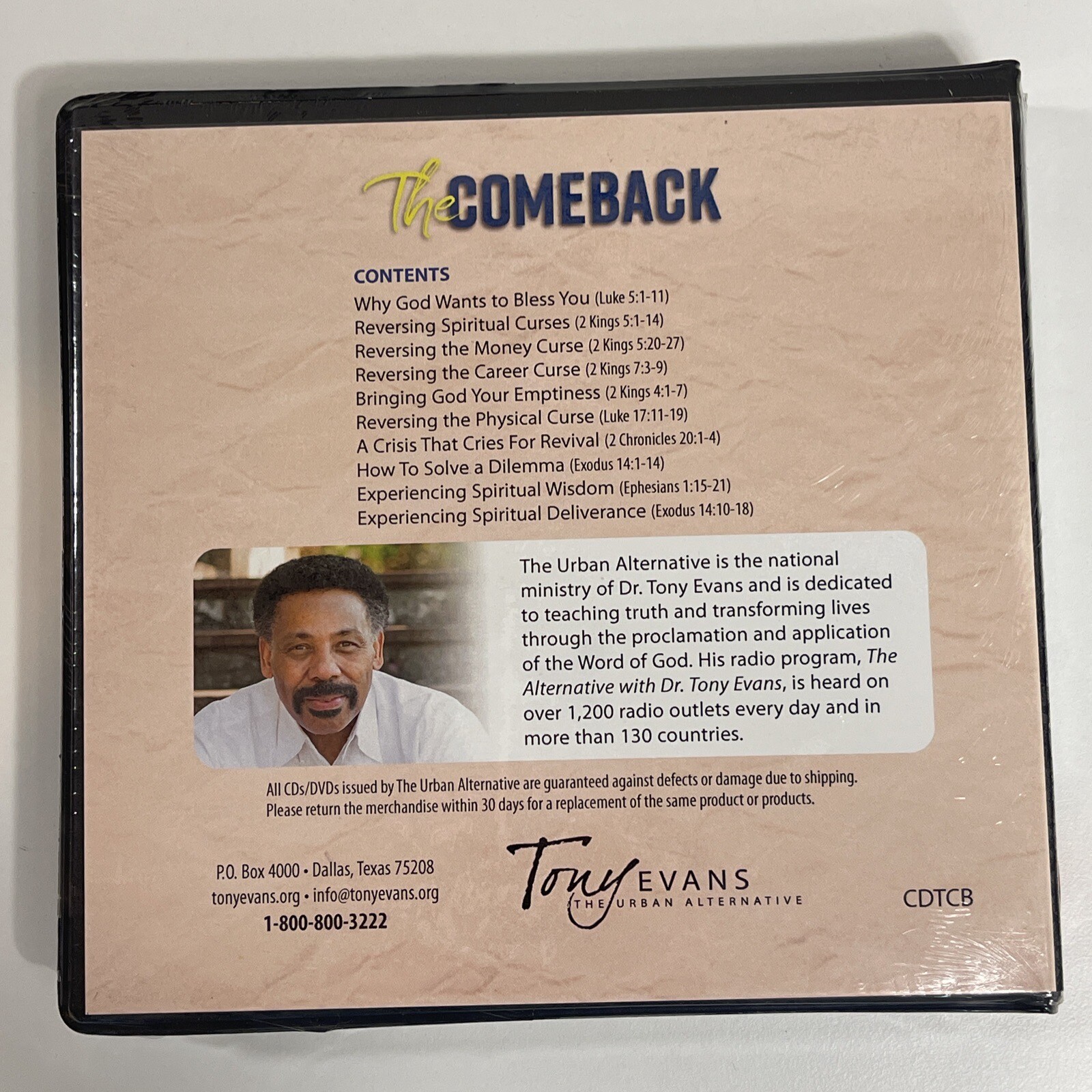 Tony Evans CD Set "The Comeback" Christian Sermon . Complete