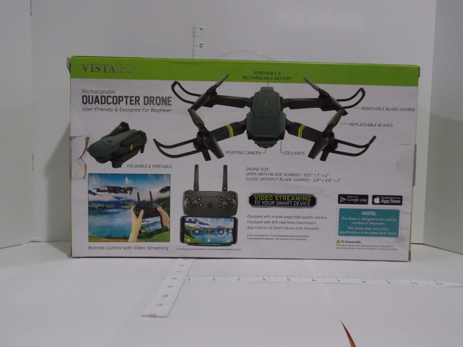 New VistaTech QuadCopter Drone - Rechargeable, HD Camera, Live Video Streaming