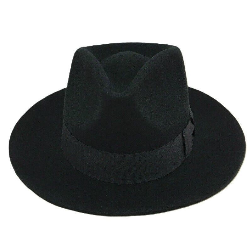 Israel Jewish Hat Wool Hasidic Jews Wide Brim Fedora Cap Black Felt