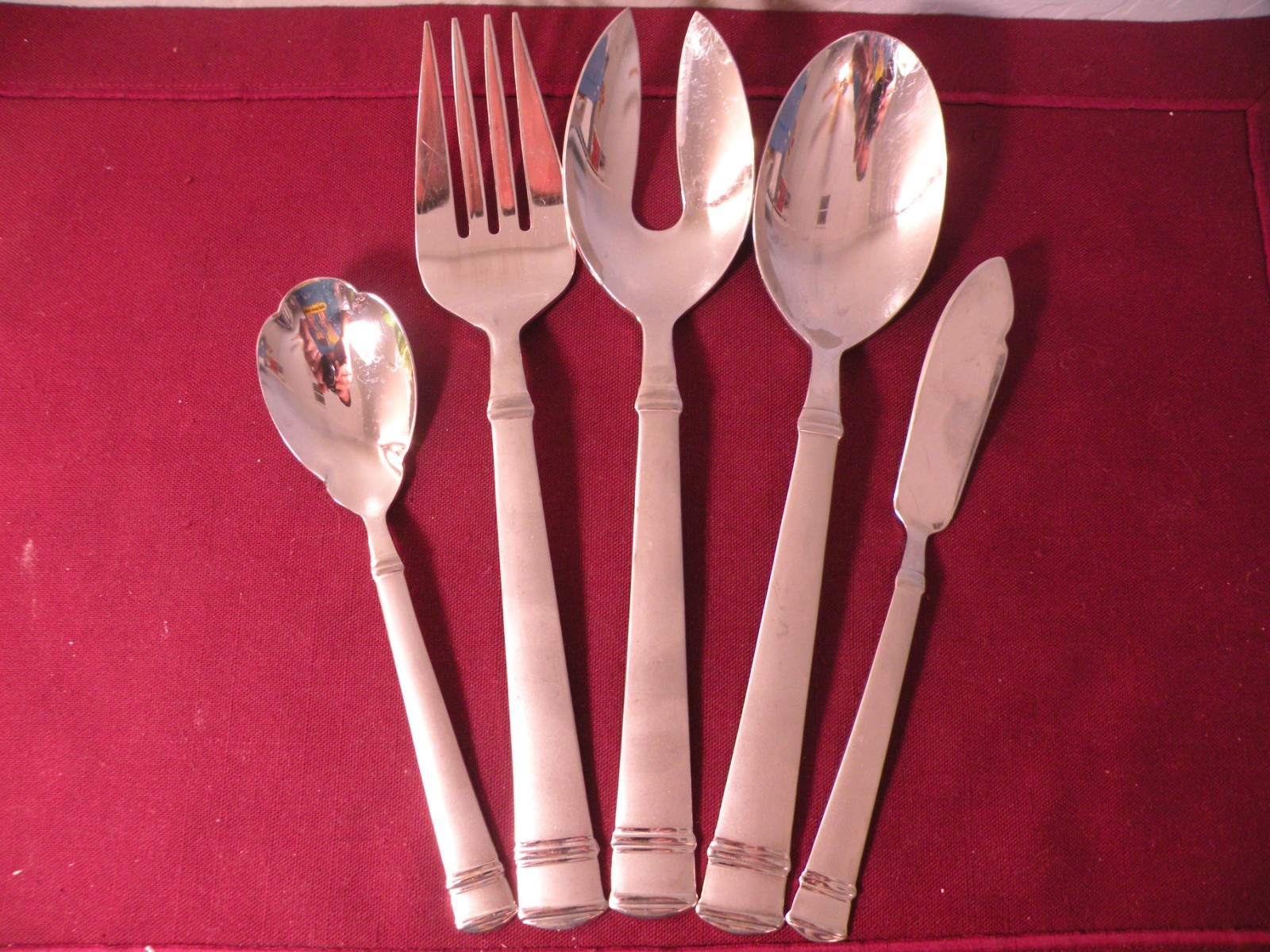 5 Serving Pieces Oneida Tiramisu Stainless Flatware Spoon Fork Butter Knife +