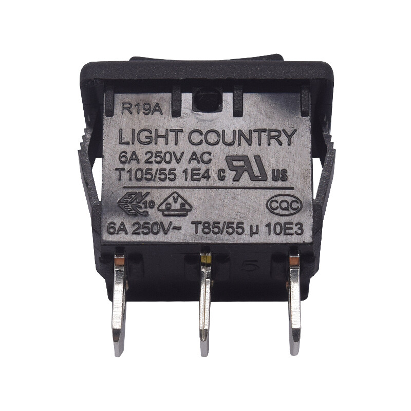 1PCS Rocker Switch LIGHT COUNTRY R19A 3 pins 3 positions 6A 250VAC T85 u