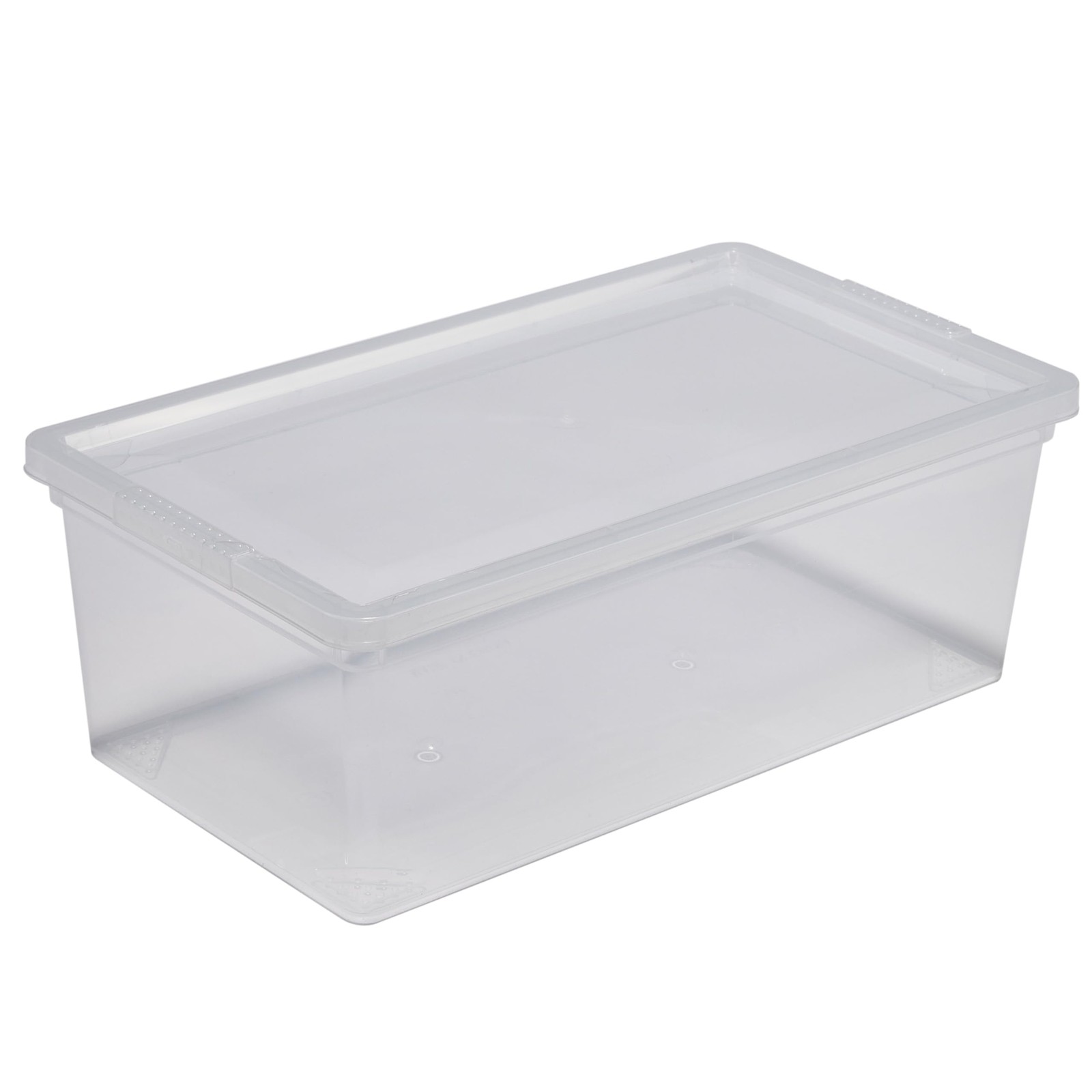 6 Pack Clear Storage Bins With Lids 13.23x7.5x4.5 Inch Stackable Nestable